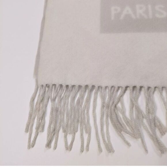 Auth Louis Vuitton Neutrals White / Ivory Gray / Beige Cashmere Baroda Scarf - Picture 6 of 7